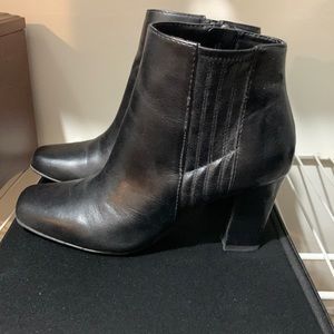 Franco Sarto Short boots. Black. Zip side. Size 5 1/2. 3 inch heel.